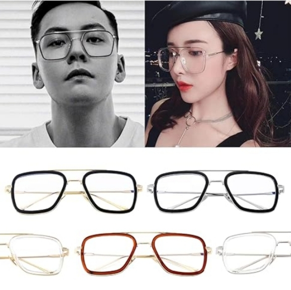 Blue Light Blocking Metal Frame Non-Prescription Eyeglasses Gold - Picture 4 of 5